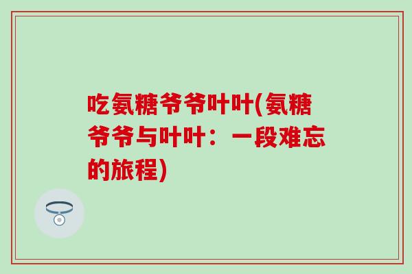 吃氨糖爷爷叶叶(氨糖爷爷与叶叶：一段难忘的旅程)