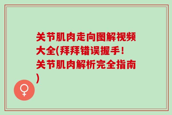 关节肌肉走向图解视频大全(拜拜错误握手！关节肌肉解析完全指南)