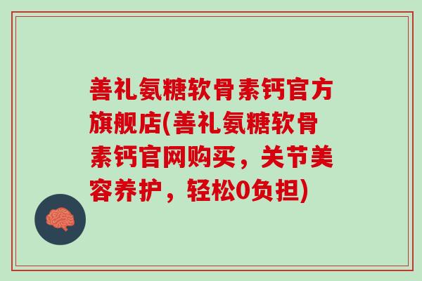 善礼氨糖软骨素钙官方旗舰店(善礼氨糖软骨素钙官网购买，关节美容养护，轻松0负担)