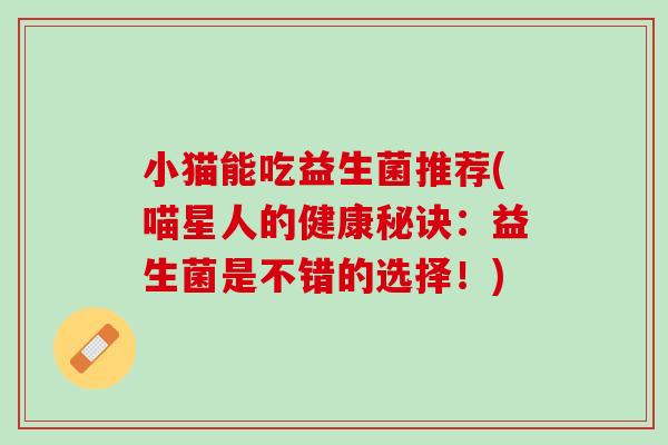 小猫能吃益生菌推荐(喵星人的健康秘诀：益生菌是不错的选择！)