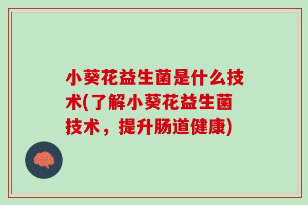 小葵花益生菌是什么技术(了解小葵花益生菌技术,提升肠道健康) 小葵花益生菌是什么技术(了解小葵花益生菌技术,提升肠道健康)