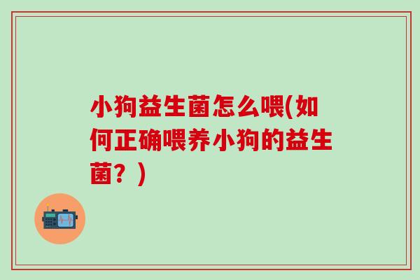 小狗益生菌怎么喂(如何正确喂养小狗的益生菌？)