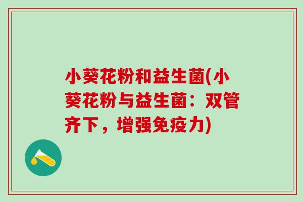 小葵花粉和益生菌(小葵花粉与益生菌：双管齐下，增强免疫力)