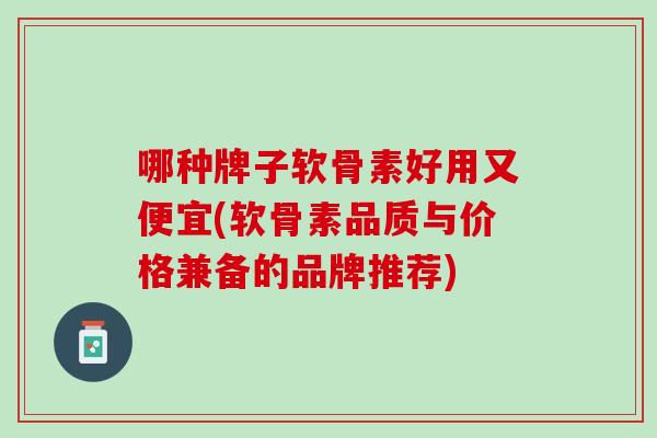 哪种牌子软骨素好用又便宜(软骨素品质与价格兼备的品牌推荐)