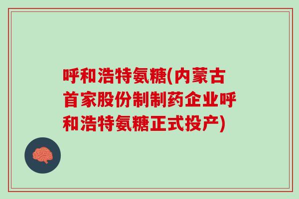 呼和浩特氨糖(内蒙古首家股份制制药企业呼和浩特氨糖正式投产)