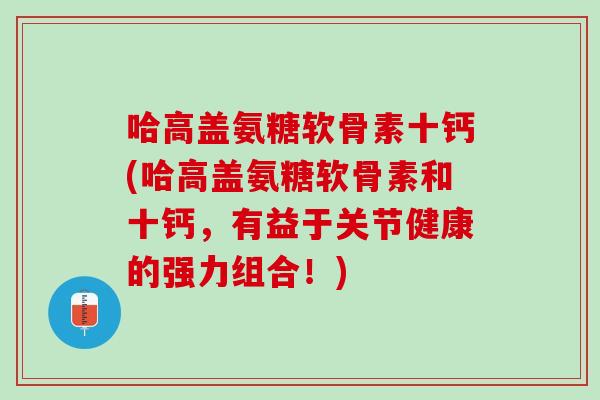 哈高盖氨糖软骨素十钙(哈高盖氨糖软骨素和十钙，有益于关节健康的强力组合！)
