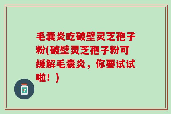 毛囊炎吃破壁灵芝孢子粉(破壁灵芝孢子粉可缓解毛囊炎，你要试试啦！)
