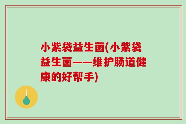 小紫袋益生菌(小紫袋益生菌——维护肠道健康的好帮手)