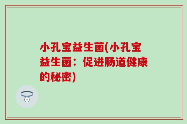小孔宝益生菌(小孔宝益生菌：促进肠道健康的秘密)