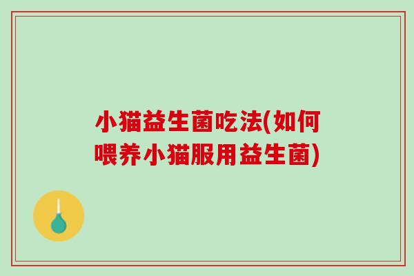 小猫益生菌吃法(如何喂养小猫服用益生菌)