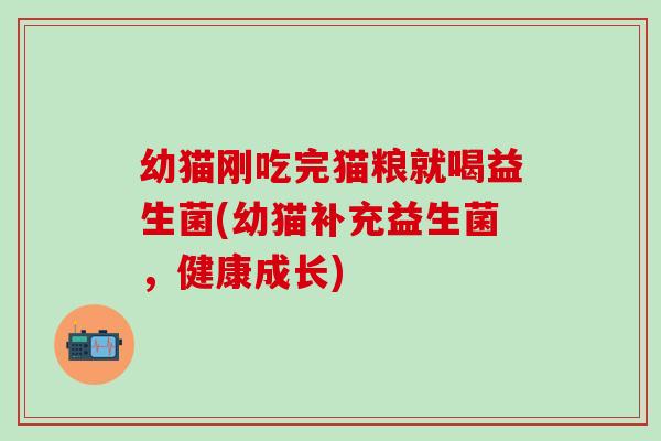 幼猫刚吃完猫粮就喝益生菌(幼猫补充益生菌，健康成长)