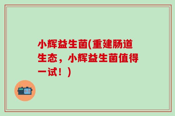 小辉益生菌(重建肠道生态,小辉益生菌值得一试!) 小辉益生菌(重建肠道生态,小辉益生菌值得一试!)