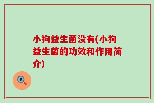小狗益生菌没有(小狗益生菌的功效和作用简介)