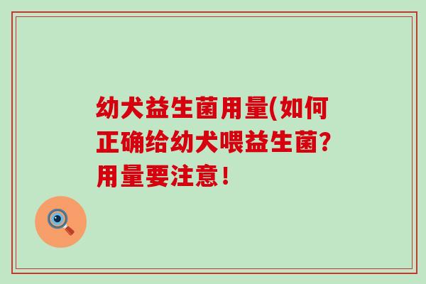 幼犬益生菌用量(如何正确给幼犬喂益生菌？用量要注意！