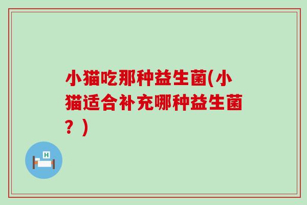 小猫吃那种益生菌(小猫适合补充哪种益生菌？)
