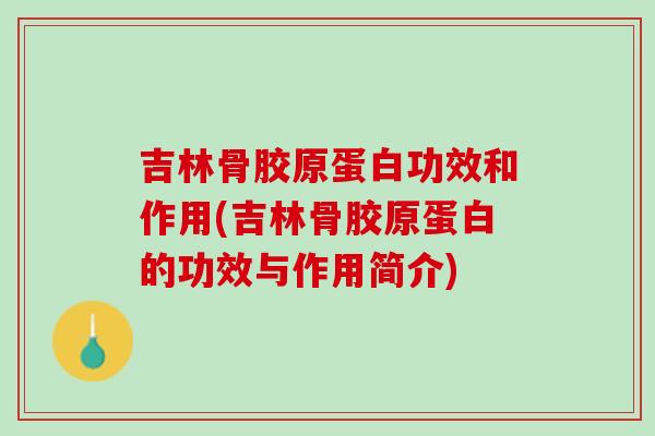 吉林骨胶原蛋白功效和作用(吉林骨胶原蛋白的功效与作用简介)