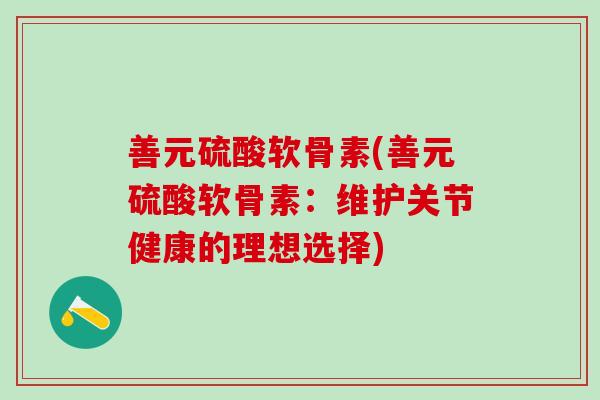 善元硫酸软骨素(善元硫酸软骨素：维护关节健康的理想选择)