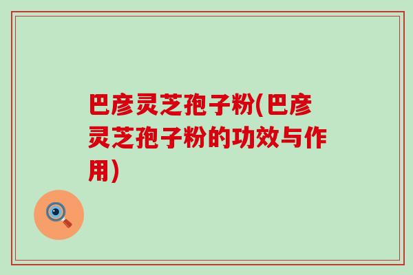 巴彦灵芝孢子粉(巴彦灵芝孢子粉的功效与作用)