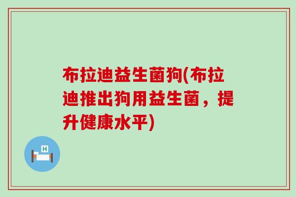 布拉迪益生菌狗(布拉迪推出狗用益生菌，提升健康水平)