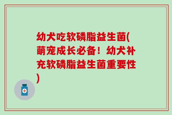 幼犬吃软磷脂益生菌(萌宠成长必备！幼犬补充软磷脂益生菌重要性)