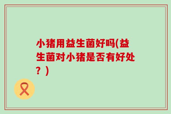 小猪用益生菌好吗(益生菌对小猪是否有好处？)