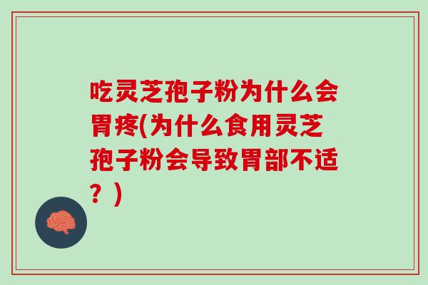 吃灵芝孢子粉为什么会胃疼(为什么食用灵芝孢子粉会导致胃部不适？)