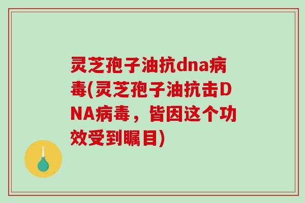 灵芝孢子油抗dna病毒(灵芝孢子油抗击DNA病毒，皆因这个功效受到瞩目)