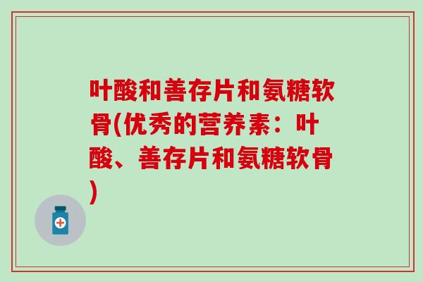 叶酸和善存片和氨糖软骨(优秀的营养素：叶酸、善存片和氨糖软骨)