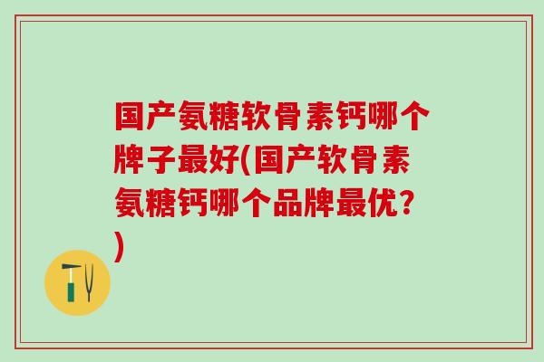 国产氨糖软骨素钙哪个牌子最好(国产软骨素氨糖钙哪个品牌最优？)