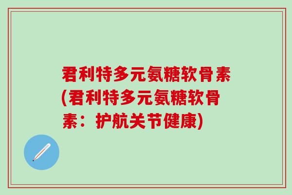 君利特多元氨糖软骨素(君利特多元氨糖软骨素：护航关节健康)