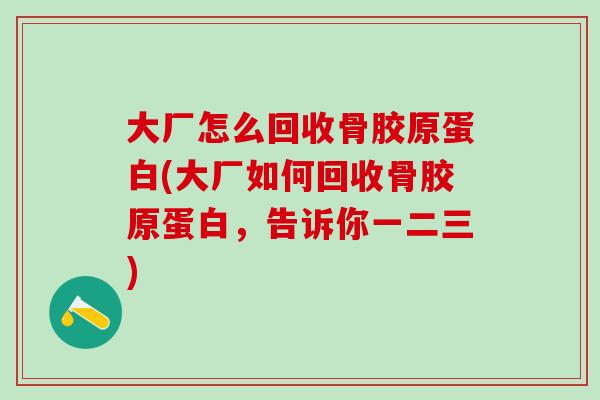 大厂怎么回收骨胶原蛋白(大厂如何回收骨胶原蛋白，告诉你一二三)