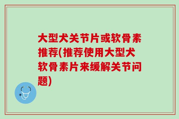 大型犬关节片或软骨素推荐(推荐使用大型犬软骨素片来缓解关节问题)