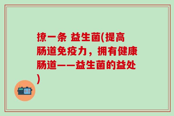 撩一条 益生菌(提高肠道免疫力，拥有健康肠道——益生菌的益处)