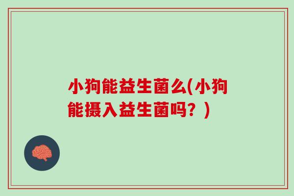小狗能益生菌么(小狗能摄入益生菌吗？)