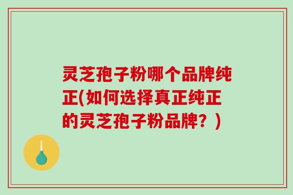 灵芝孢子粉哪个品牌纯正(如何选择真正纯正的灵芝孢子粉品牌？)