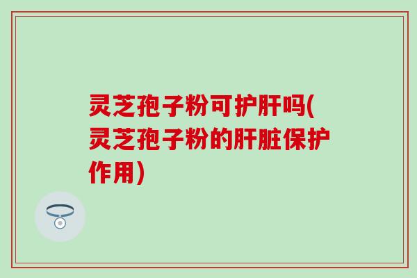 灵芝孢子粉可护肝吗(灵芝孢子粉的肝脏保护作用)