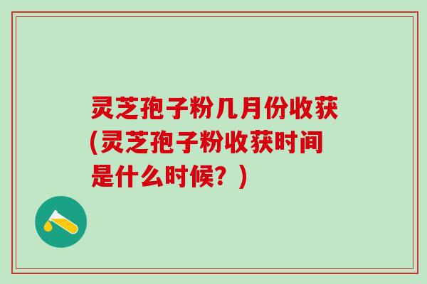 灵芝孢子粉几月份收获(灵芝孢子粉收获时间是什么时候？)