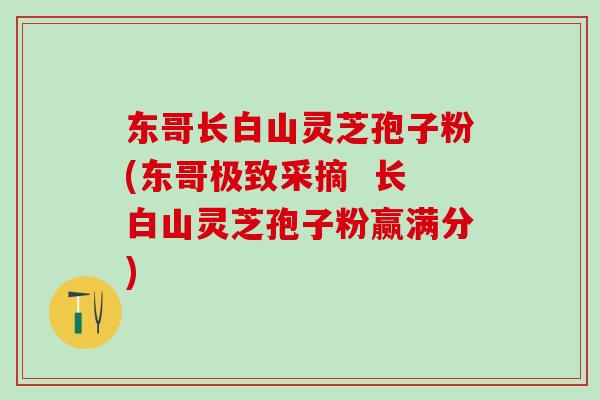 东哥长白山灵芝孢子粉(东哥极致采摘  长白山灵芝孢子粉赢满分)