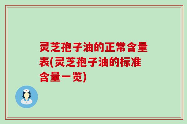 灵芝孢子油的正常含量表(灵芝孢子油的标准含量一览)