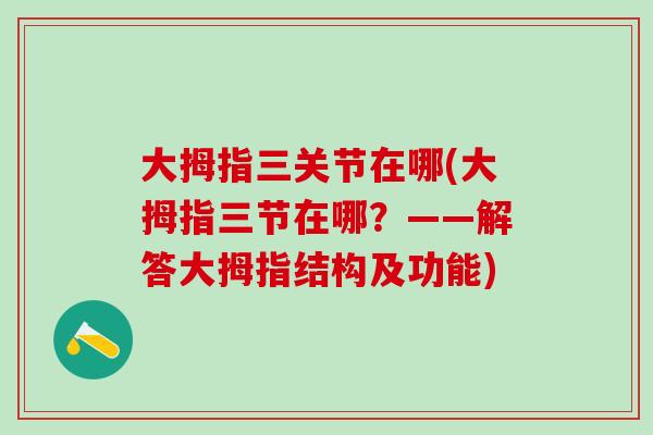 大拇指三关节在哪(大拇指三节在哪？——解答大拇指结构及功能)