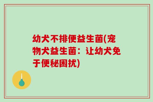 幼犬不排便益生菌(宠物犬益生菌：让幼犬免于便秘困扰)