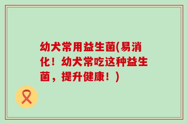 幼犬常用益生菌(易消化！幼犬常吃这种益生菌，提升健康！)