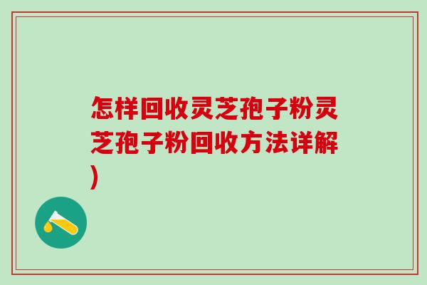 怎样回收灵芝孢子粉灵芝孢子粉回收方法详解)