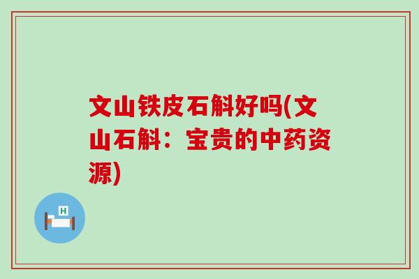 文山铁皮石斛好吗(文山石斛：宝贵的中药资源)