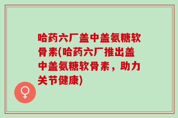 哈药六厂盖中盖氨糖软骨素(哈药六厂推出盖中盖氨糖软骨素，助力关节健康)