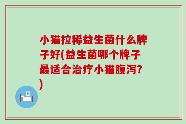小猫拉稀益生菌什么牌子好(益生菌哪个牌子最适合治疗小猫腹泻？)