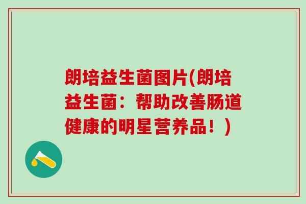 朗培益生菌图片(朗培益生菌：帮助改善肠道健康的明星营养品！)