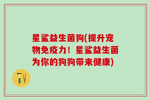 星鲨益生菌狗(提升宠物免疫力！星鲨益生菌为你的狗狗带来健康)