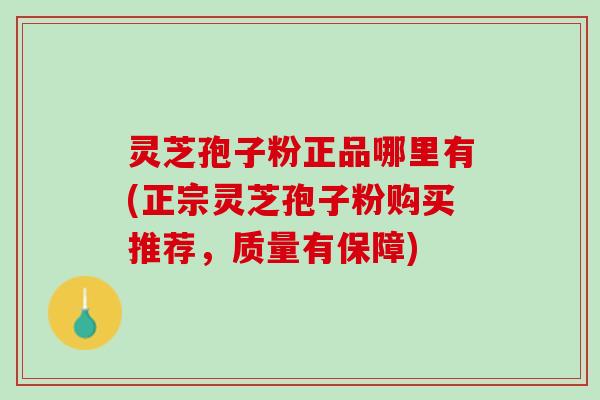 灵芝孢子粉正品哪里有(正宗灵芝孢子粉购买推荐，质量有保障)