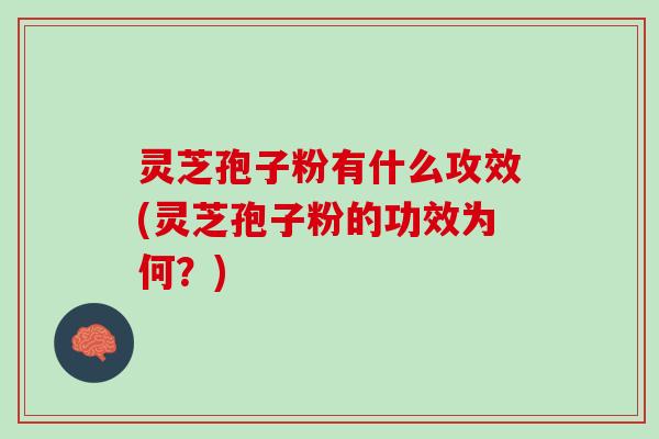 灵芝孢子粉有什么攻效(灵芝孢子粉的功效为何？)